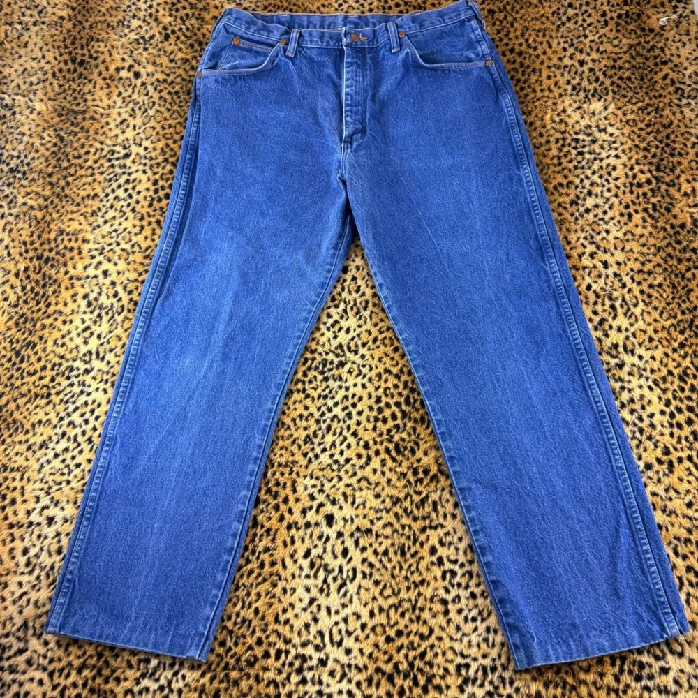 Vintage 80s Wrangler Cowboy Cut Denim Blue Jeans 31MWZPW 36x28 Made in USA